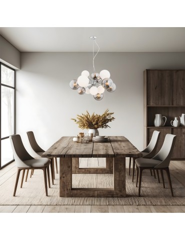 Argon SATELITE chandelier 15 fl. 15x15W (max) mix opal matt + lister graphite chrome 5020 - product 2