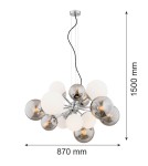 Pendant lamps spheres - Argon SATELITE chandelier 15 fl. 15x15W (max) mix opal matt + lister graphite chrome 5020 - product 3
