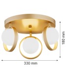 Ceiling lamps spheres - Argon SATURNIA plafond 3 fl. 3x6W (max) opal matt gold 6248 - product 3