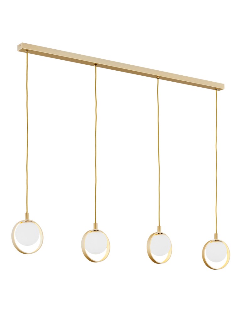 Pendant lamps on a strip - Argon SATURNIA 4 fl. pendant 4x6W (max) opal matt gold 1809 - product kolory-swiatla.pl 1