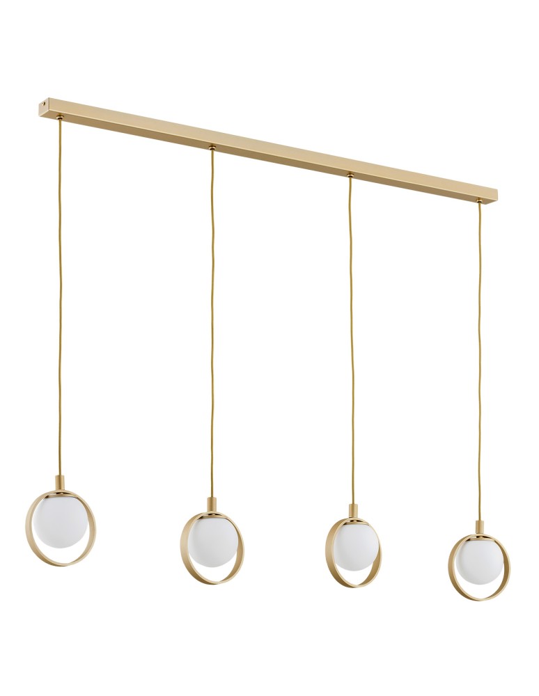 Pendant lamps on a strip - Argon SATURNIA 4 fl. pendant 4x6W (max) opal matt gold 1809 - product kolory-swiatla.pl 2
