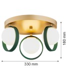 Ceiling lamps spheres - Argon SATURNIA plafond 3 fl. 3x6W (max) opal mat green 6247 - product 3