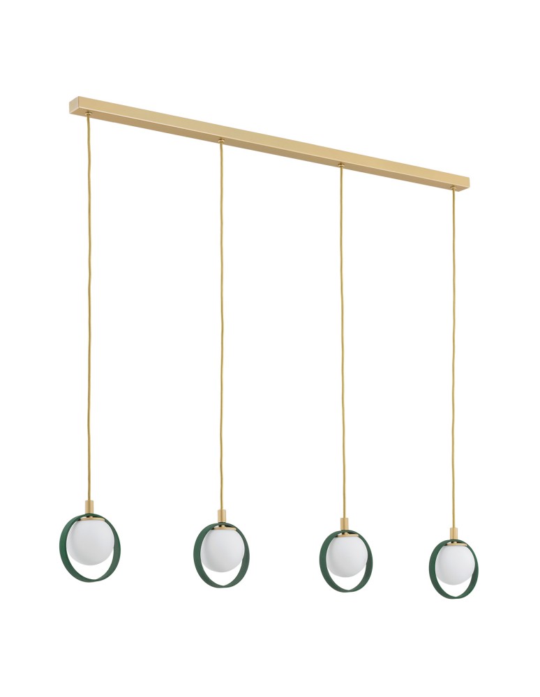 Pendant lamps on a strip - Argon SATURNIA 4 fl. pendant 4x6W (max) opal mat green 1808 - product kolory-swiatla.pl 2