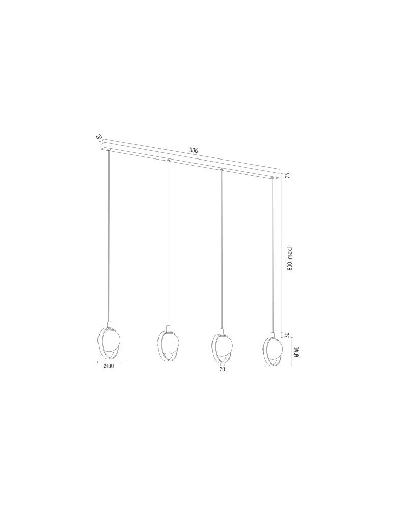 Pendant lamps on a strip - Argon SATURNIA 4 fl. pendant 4x6W (max) opal mat green 1808 - product kolory-swiatla.pl 6