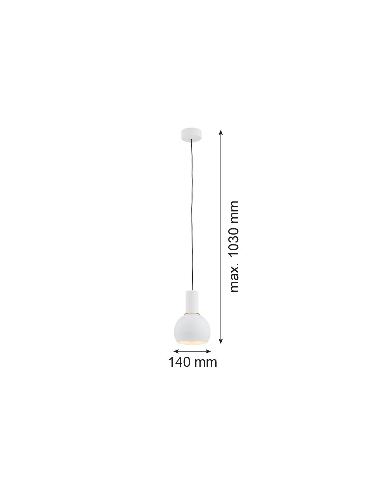 Single pendant lamps - Argon SINES pendant lamp 1 pł. 1x15W (max) white structure brass elements 4215 - product kolory-swiatla.pl 2