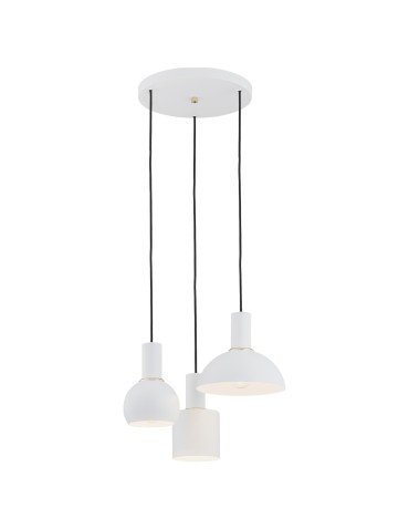 Argon SINES 3-fl. pendant lamp on a circular soffit 3x15W (max) white structure brass elements 1468