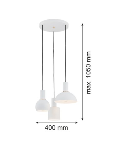 Argon SINES 3-fl. pendant lamp on a circular soffit 3x15W (max) white structure brass elements 1468 - product 2