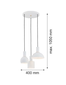 Argon SINES lampa wisząca 3 pł. na okrągłej podsufitce 3x15W (max) biały struktura elementy mosiądzowane 1468 - produkt 2