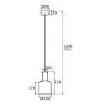 Argon SINES lampa wisząca 3 pł. na okrągłej podsufitce 3x15W (max) koral struktura elementy mosiądzowane 1469