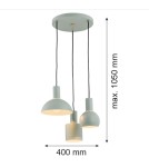Argon SINES lampa wisząca 3 pł. na okrągłej podsufitce 3x15W (max) szałwia struktura elementy mosiądzowane 1470