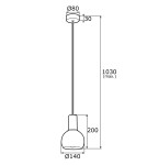 Argon SINES lampa wisząca 3 pł. na okrągłej podsufitce 3x15W (max) szałwia struktura elementy mosiądzowane 1470