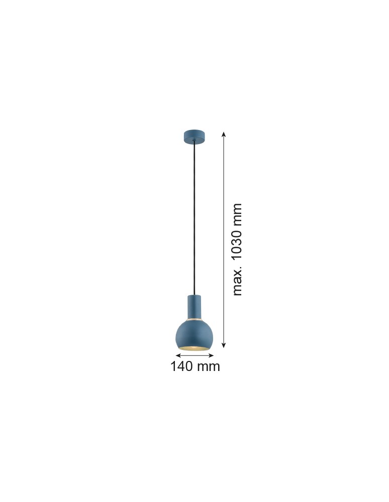 Single pendant lamps - Argon SINES pendant lamp 1 pł. 1x15W (max) navy blue structure brass elements 4216 - product kolory-swiatla.pl 2