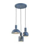 Pendant lamps - Argon SINES 3-fl. pendant lamp on a circular ceiling bracket 3x15W (max) navy blue structure brass elements 1471 - product 1