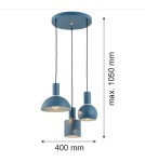 Argon SINES lampa wisząca 3 pł. na okrągłej podsufitce 3x15W (max) granat struktura elementy mosiądzowane 1471
