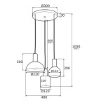 Argon SINES lampa wisząca 3 pł. na okrągłej podsufitce 3x15W (max) granat struktura elementy mosiądzowane 1471
