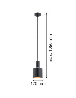 Argon SINES lampa wisząca 1 pł. 1x15W (max) czarny struktura elementy mosiądzowane 4219 - produkt 2