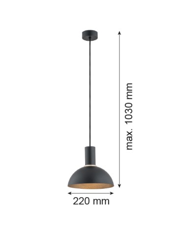 Argon SINES lampa wisząca 1 pł. 1x15W (max) czarny struktura elementy mosiądzowane 4222 - produkt 2