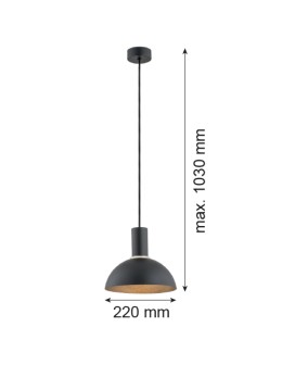 Argon SINES lampa wisząca 1 pł. 1x15W (max) czarny struktura elementy mosiądzowane 4222 - produkt 2
