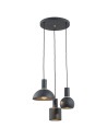 Argon SINES lampa wisząca 3 pł. na okrągłej podsufitce 3x15W (max) czarny struktura elementy mosiądzowane 1472