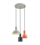 Pendant lamps - Argon SINES 3-fl. pendant lamp on a circular ceiling light fixture 3x15W (max) mix (sage, coral, black) brass elements 1479 - product 1