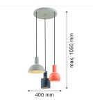 Argon SINES lampa wisząca 3 pł. na okrągłej podsufitce 3x15W (max) mix (szałwia, koral, czarny) elementy mosiądzowane 1479