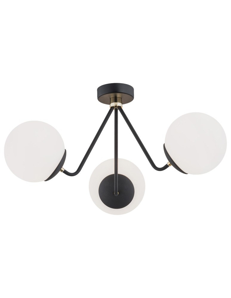 3-point ceiling lamps - Argon TOMAR 3 fl. chandelier 3x15W (max) opal mat black structure 1478 - product kolory-swiatla.pl 1