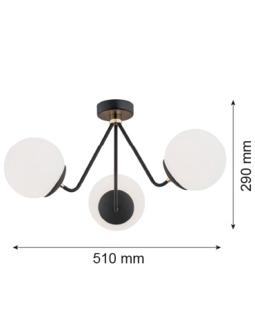 Argon TOMAR 3 fl. chandelier 3x15W (max) opal mat black structure 1478 - product 2