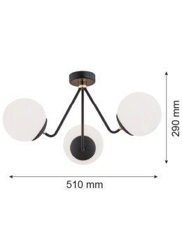 Argon TOMAR żyrandol 3 pł. 3x15W (max) opal mat czarny struktura 1478 - produkt 2