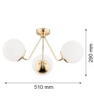 3-point ceiling lamps - Argon TOMAR 3 fl. chandelier 3x15W (max) opal matt brass 1481 - product 2