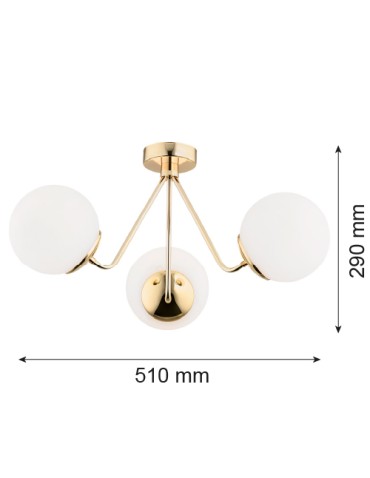 Argon TOMAR 3 fl. chandelier 3x15W (max) opal matt brass 1481 - product 2