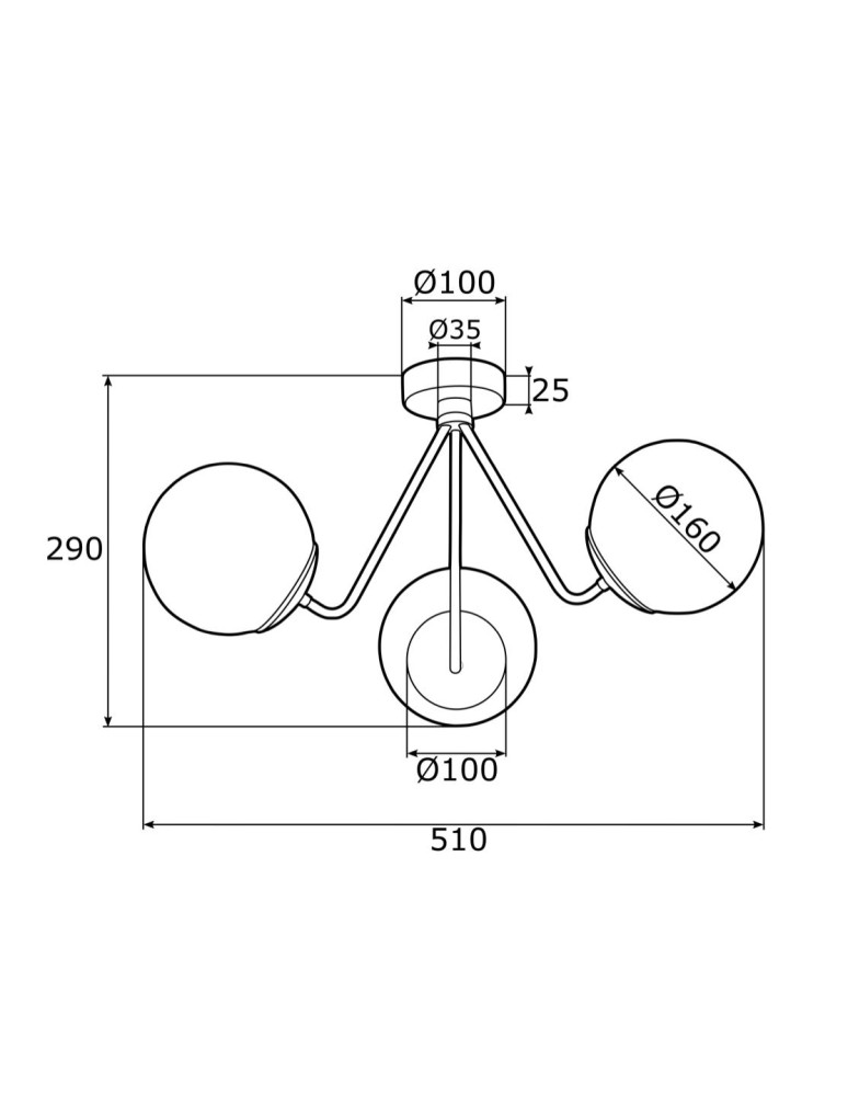 3-point ceiling lamps - Argon TOMAR 3 fl. chandelier 3x15W (max) opal matt brass 1481 - product kolory-swiatla.pl 3