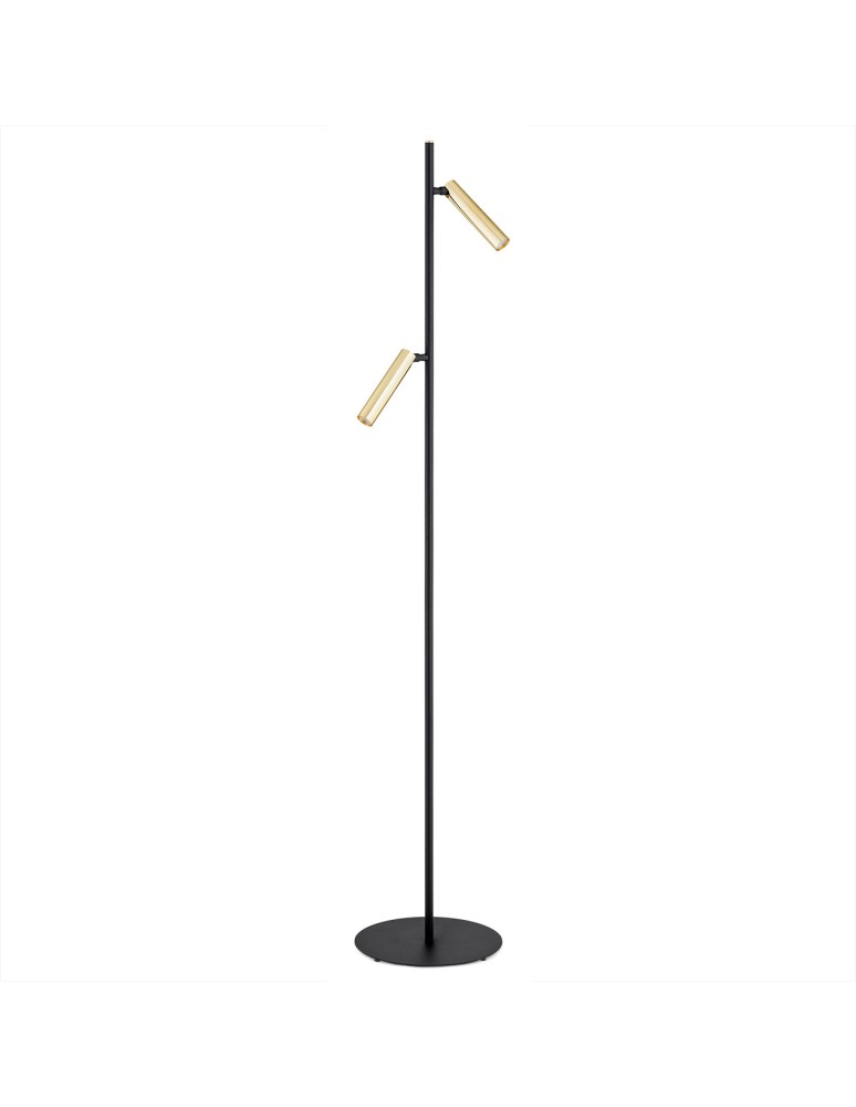 Floor lamps for reading - Argon TORRE 2 fl. floor lamp 2x6W LED (max) black structure brass 7083 - product kolory-swiatla.pl 2