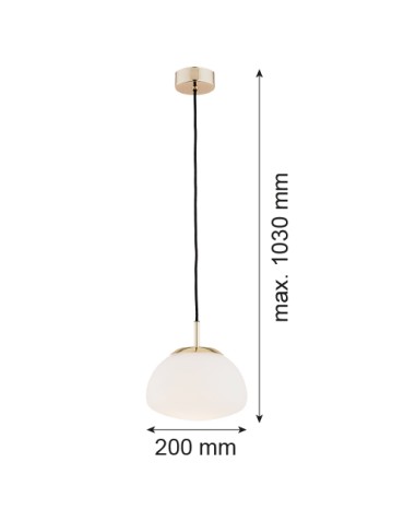 Argon TRINI lampa wisząca 1 pł. S 1x15W (max) opal mat elementy mosiądzowane 4352 - produkt 2