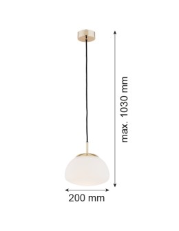 Argon TRINI lampa wisząca 1 pł. S 1x15W (max) opal mat elementy mosiądzowane 4352 - produkt 2