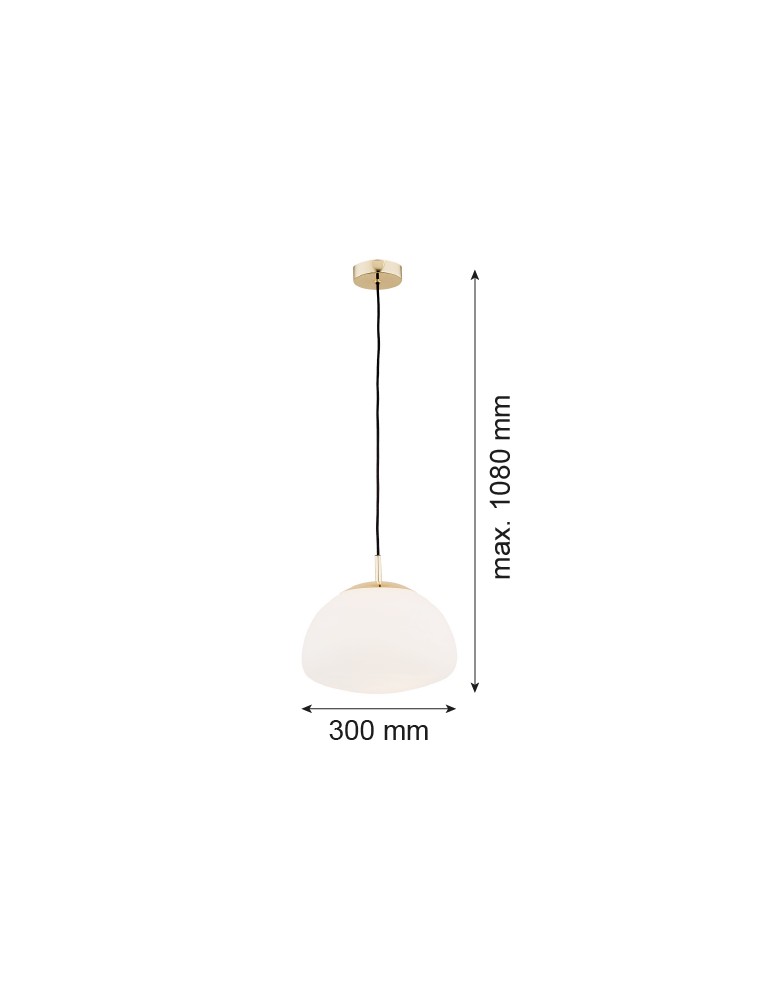 Argon TRINI lampa wisząca 1 pł. M 1x15W (max) opal mat elementy mosiądzowane 4316