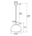 Argon TRINI lampa wisząca 1 pł. M 1x15W (max) opal mat elementy mosiądzowane 4316