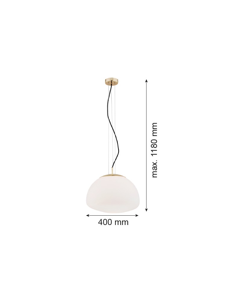Single pendant lamps - Argon TRINI pendant lamp 1 pł. L 1x15W (max) opal mat brass elements 4317 - product kolory-swiatla.pl 3