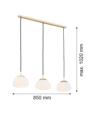 Argon TRINI 3-light strip pendant lamp 3x15W (max) opal matt brass 1494 - product 2