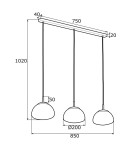 Pendant lamps - Argon TRINI 3-light strip pendant lamp 3x15W (max) opal matt brass 1494 - product 3