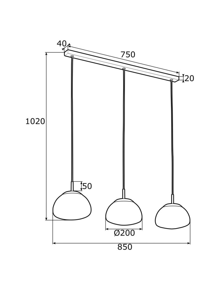 Argon TRINI lampa wisząca 3 pł. listwa 3x15W (max) opal mat mosiądz 1494