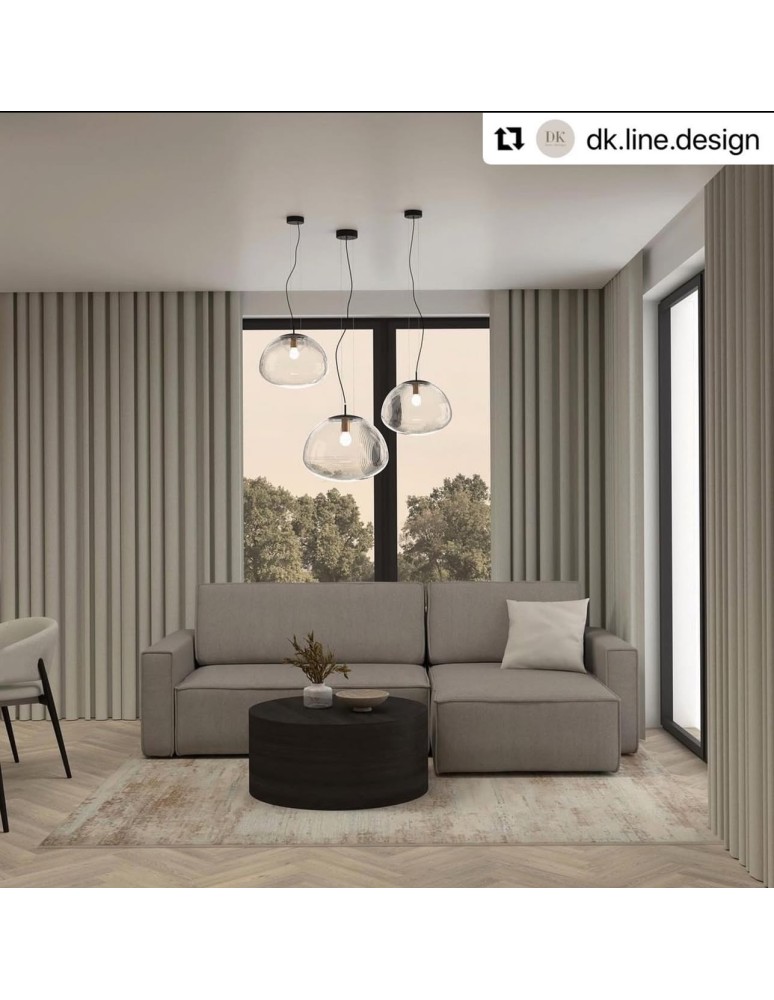 Single pendant lamps - Argon TRINI pendant lamp 1 pł. M 1x15W (max) transparent mat black 4332 - product kolory-swiatla.pl 3