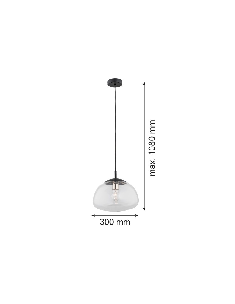 Single pendant lamps - Argon TRINI pendant lamp 1 pł. M 1x15W (max) transparent mat black 4332 - product kolory-swiatla.pl 4