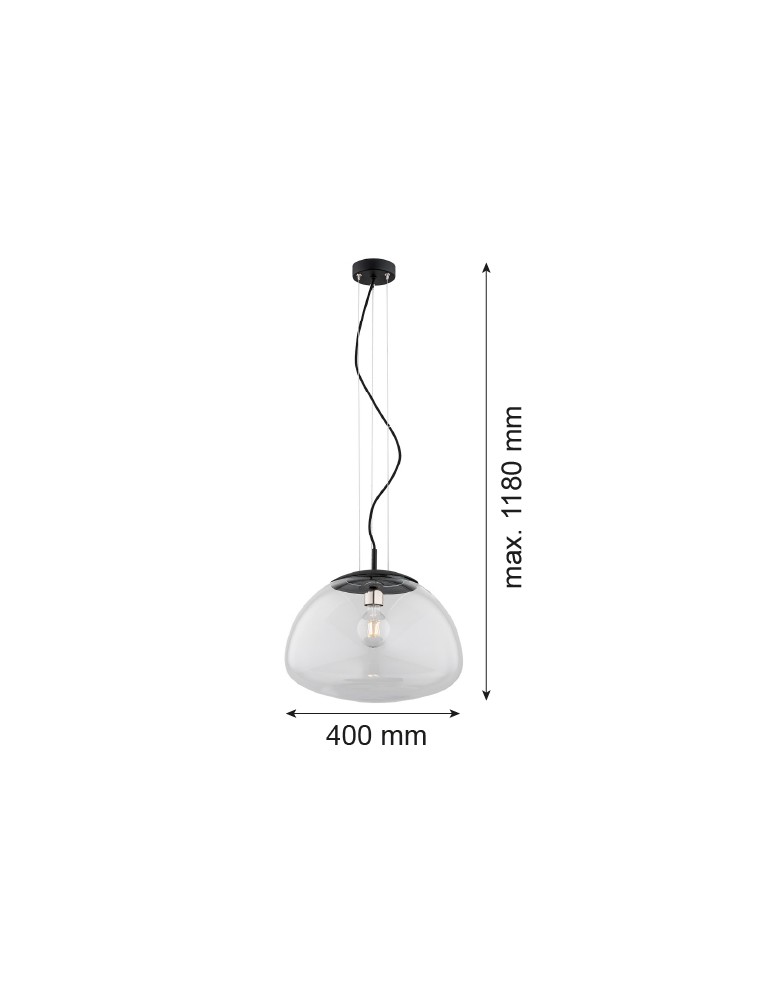 Single pendant lamps - Argon TRINI 1-light pendant lamp L 1x15W (max) transparent matte black 4351 - product kolory-swiatla.pl 3