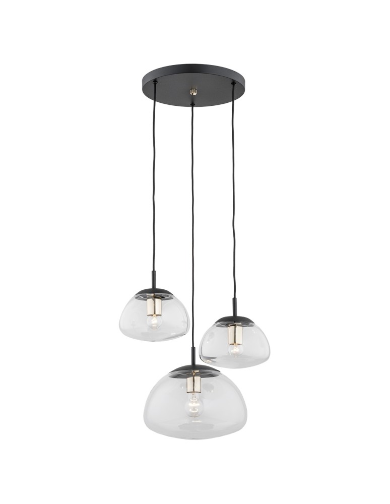 Pendant lamps - Argon TRINI 3-fl. pendant lamp on a circular ceiling light fixture 3x15W (max) transparent matte black 1492 - product kolory-swiatla.pl 1