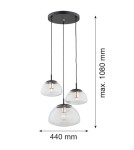 Argon TRINI lampa wisząca 3 pł. na okrągłej podsufitce 3x15W (max) transparentny czarny mat 1492 Argon TRINI lampa wisząca 3 pł. na okrągłej podsufitce 3x15W (max) transparentny czarny mat 1492