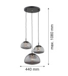 Argon TRINI lampa wisząca 3 pł. na okrągłej podsufitce 3x15W (max) dymny czarny mat 1493