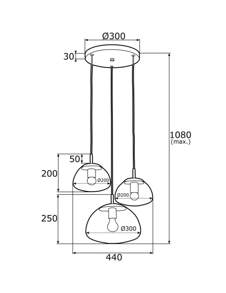 Argon TRINI lampa wisząca 3 pł. na okrągłej podsufitce 3x15W (max) dymny czarny mat 1493