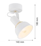 Argon TWIST kinkiet 1 pł. 1x7W (max) biały struktura elementy mosiądzowane 4899