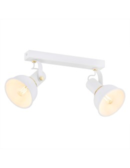 Argon TWIST plafon 2 pł. 2x7W (max) biały struktura elementy mosiądzowane 7036