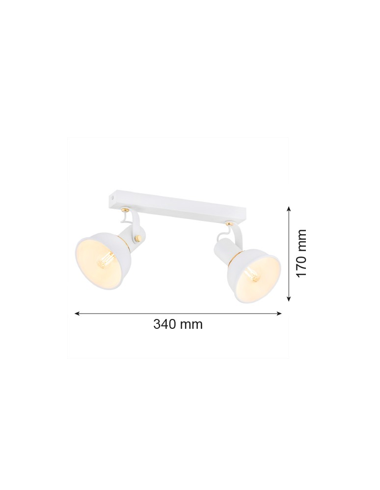 Adjustable ceiling lamps - spots - Argon TWIST plafond 2 fl. 2x7W (max) white structure brass elements 7036 - product kolory-swiatla.pl 4